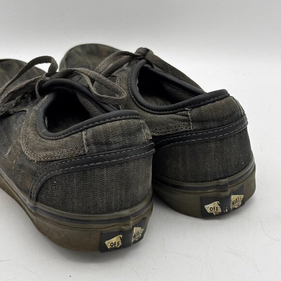 Vans Mens 7 Black Canvas Low Top Skate Shoes Classic Lace Up Sneakers Casual - Picture 4 of 8